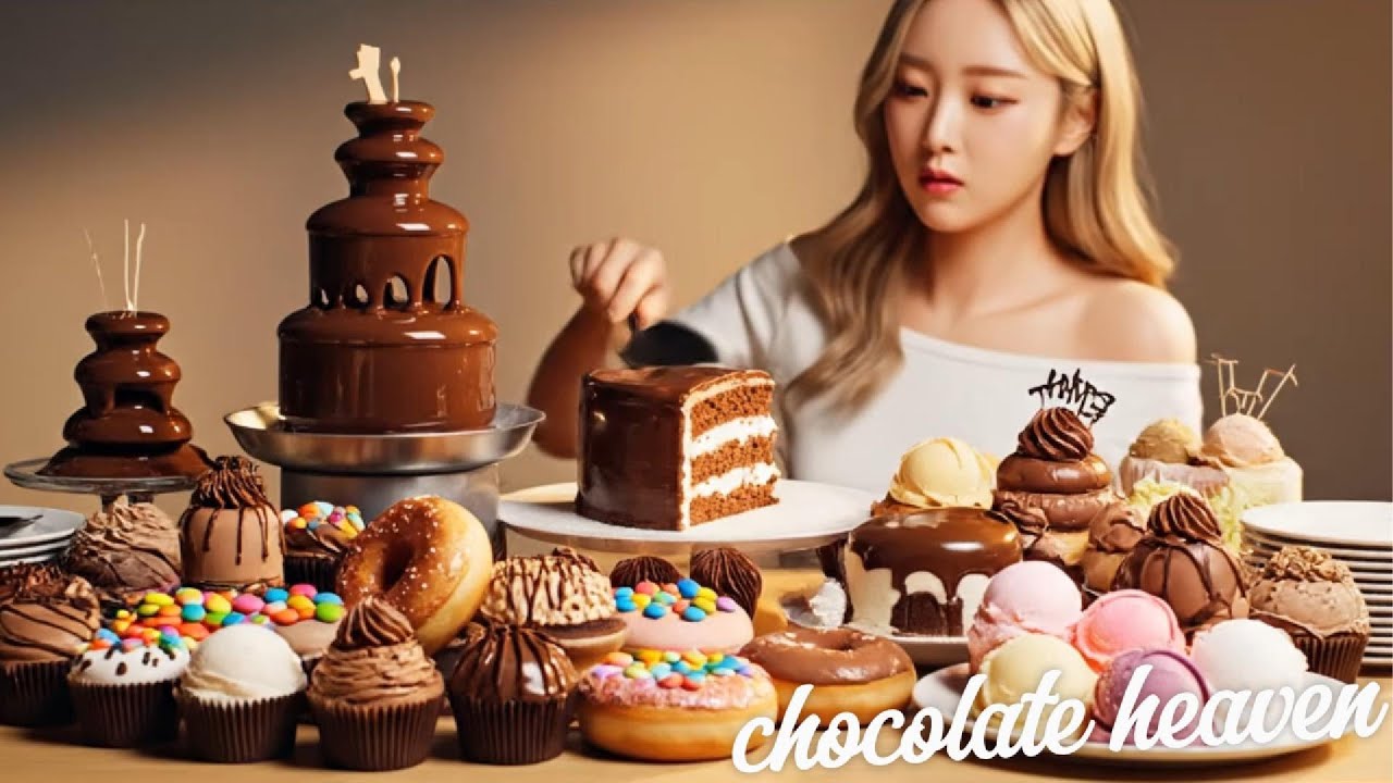 ASMR MUKBANG 🤤 She Ate an Entire Table of Chocolate Desserts 😱 | The Sweetest Mukbang Ever!🔥