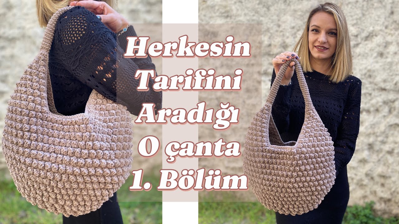 PİNTEREST'te viral olan çantayı yaptım 🥰 Tarifi başka yerde yok ‼️ POPCORN HOBO ÇANTA 1. Bölüm 🌸