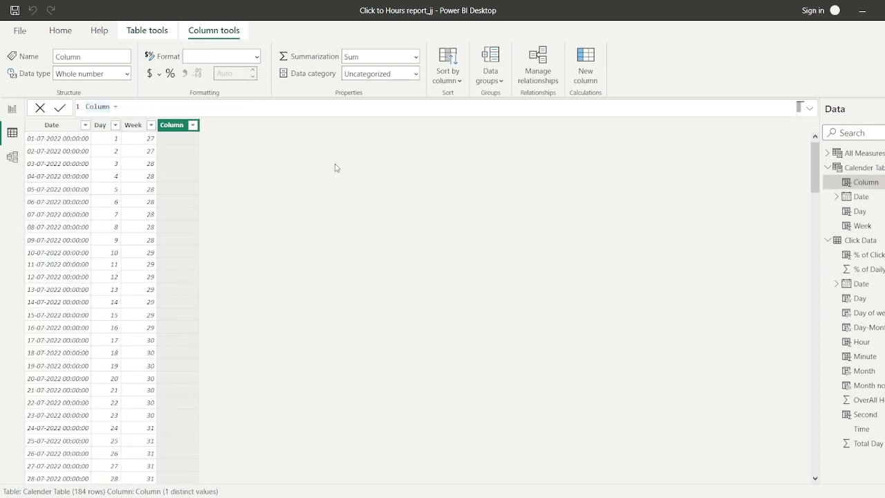 Extract Day No., Week No., Week Day & Week Day name from a Date Column in Power BI using DAX.