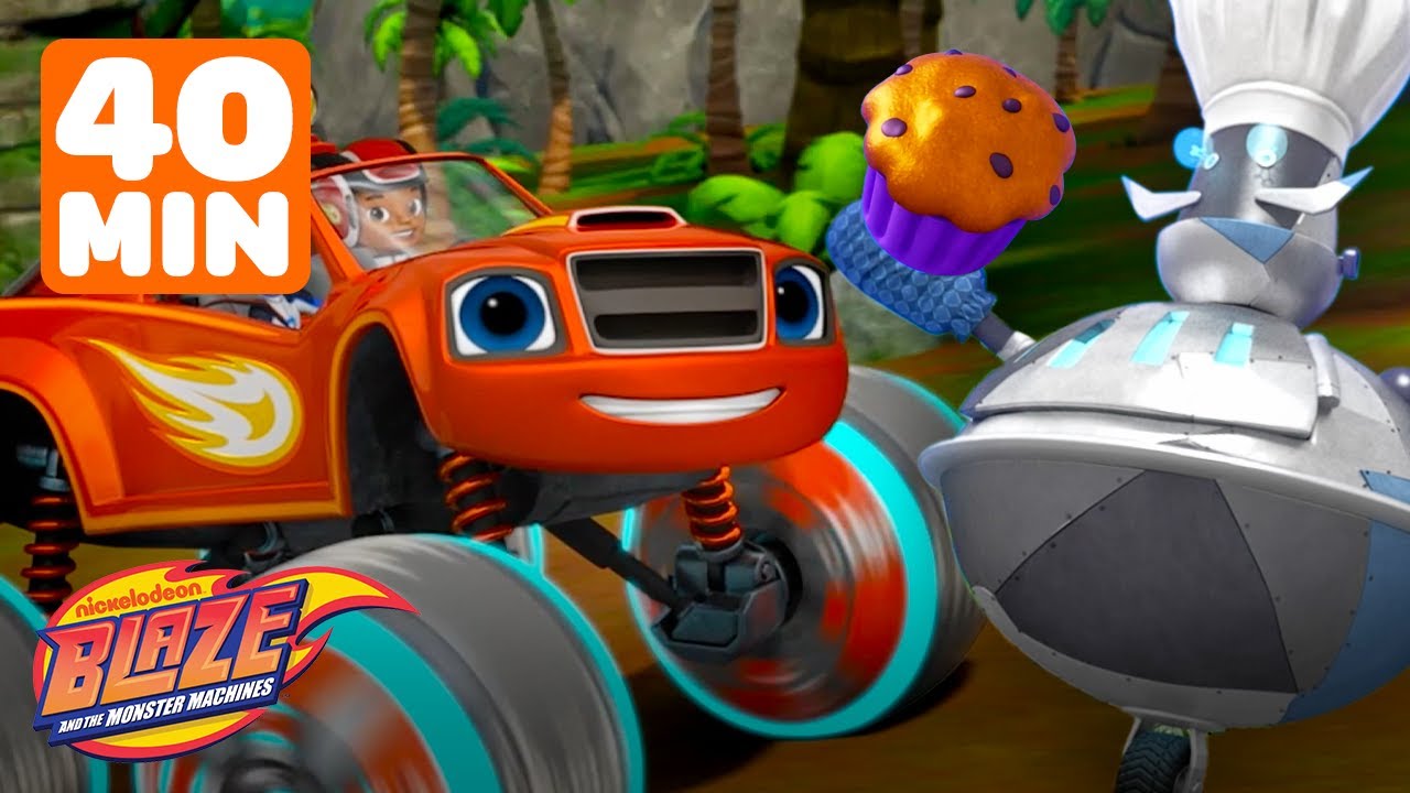 Blaze DEFEATS Robot Baker with his Power Tires! 🛞 | 40 Minutes | Blaze and the Monster Machines