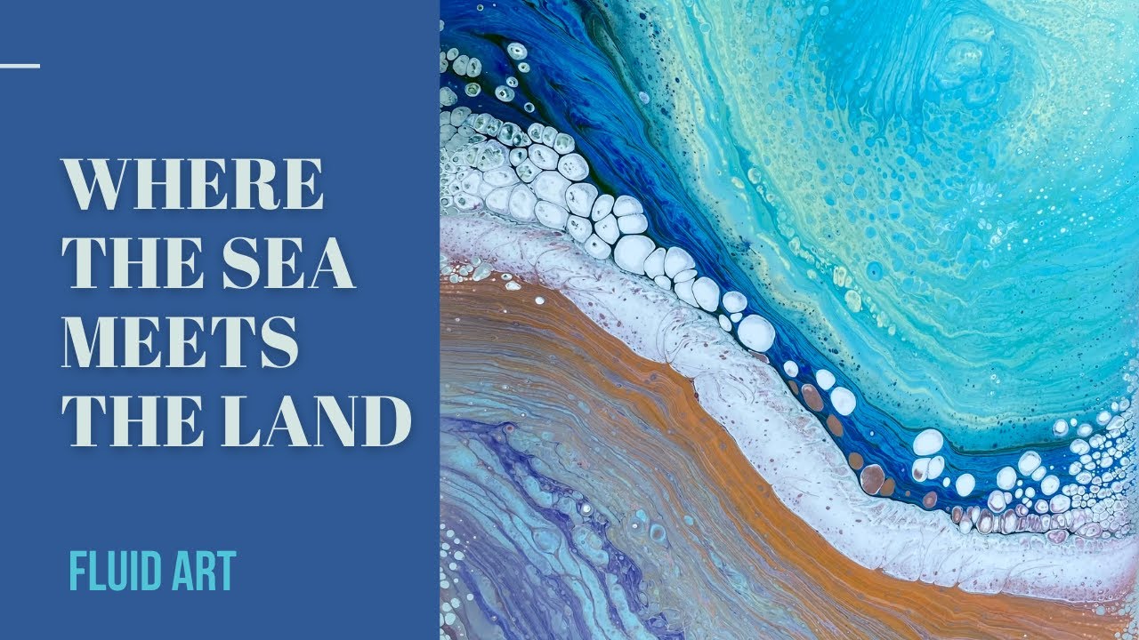 Acrylic pouring abstract art, Triple straight pour, Fluid art ocean theme, Under the sea series.