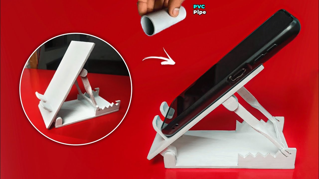 How to make Height Adjustable Mobile Stand | PVC pipe | homemade mobile stand