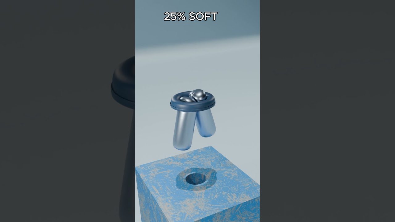 0% vs 100% Soft TWO Gold Cylinder | 3D Soft Body Simulation #blender #3d #shorts