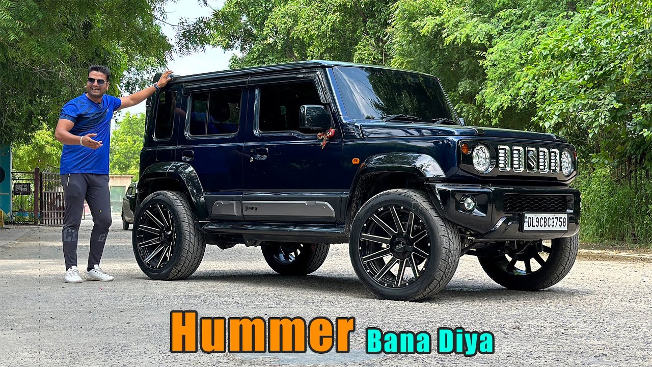 20 inches alloy wheel, roof spoiler, LED fog lamps, PPF, music system upgraded in Jimny 5 door