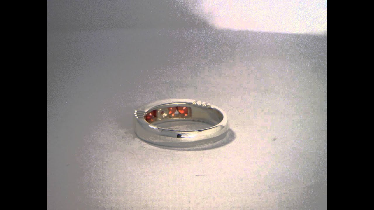 Bright Red Sapphire Handmade Sterling Silver Gents Unisex Channel Ring size 8.75
