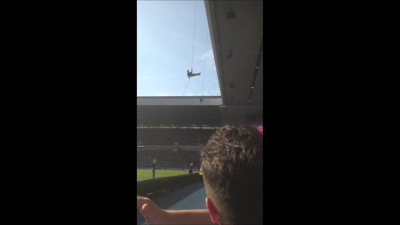 Soldiers Abseiling Down From Govan Stand @ Ibrox