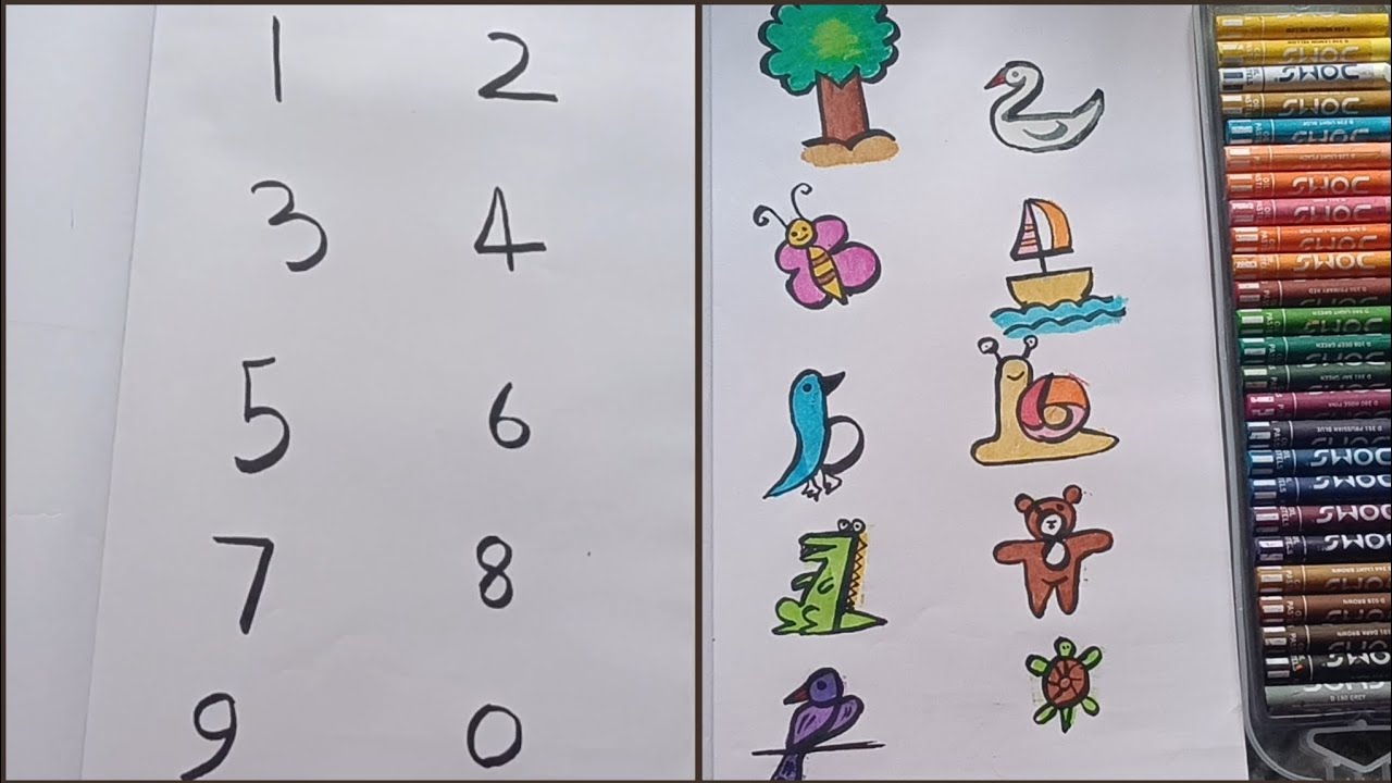 1 to 9 numbers drawing ❤️ easy kidz drawing #youtubevideo 
