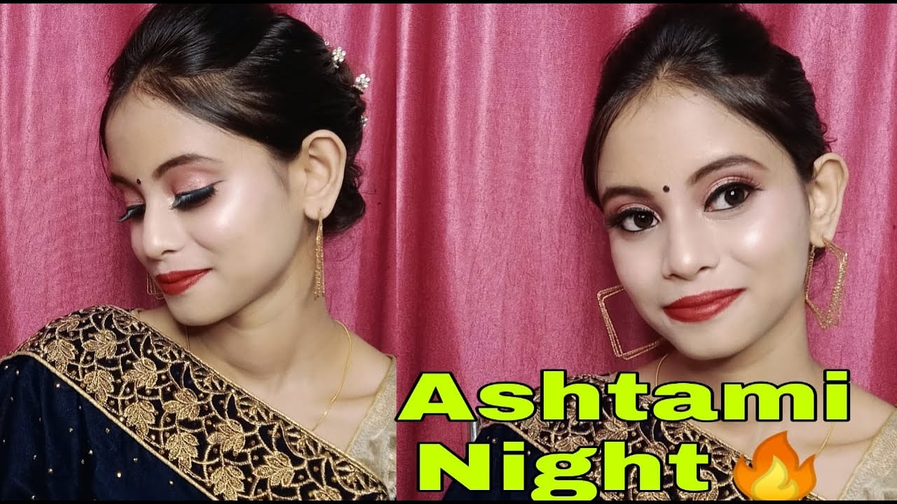 Day Look to Night Look Transformation ||Ashtami Night Glam Makeup Tutorial||