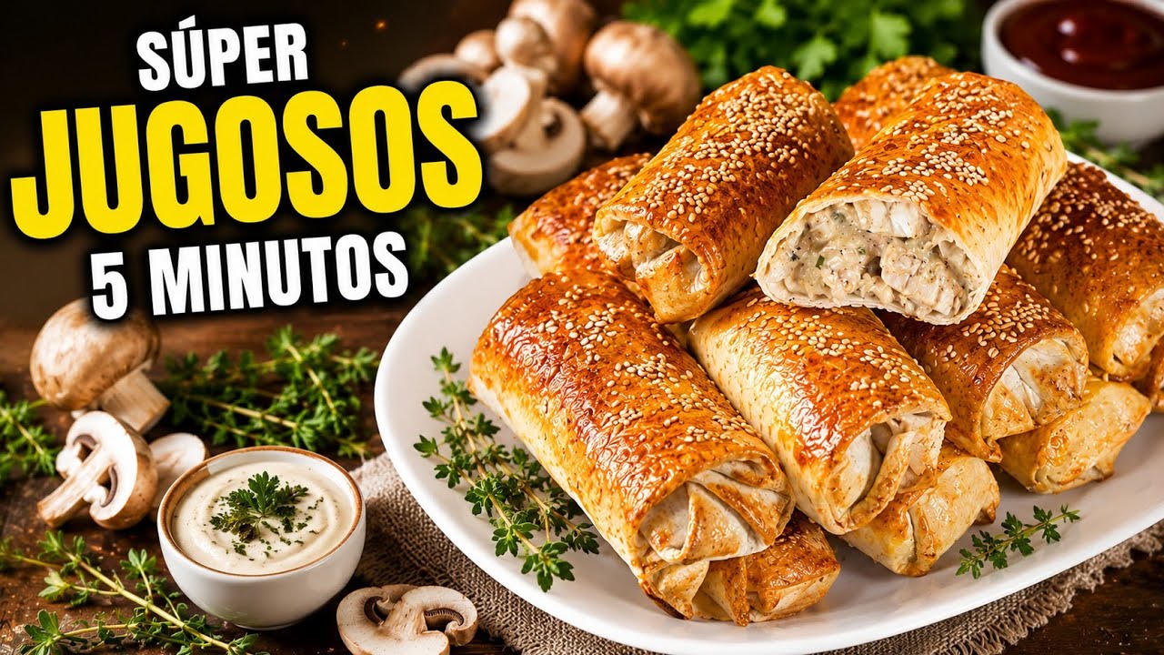 Rollitos de Pollo y Champiñones Súper Jugosos y Sin Freír | Air Fryer u Horno