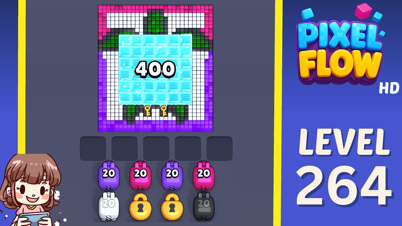 Pixel Flow Level 264 Solution Walkthrough