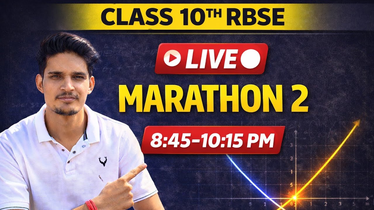 Class 10 RBSE Maths Marathon 2 🔴 LIVE | 8:45–10:15 PM | Board 2026 Preparation