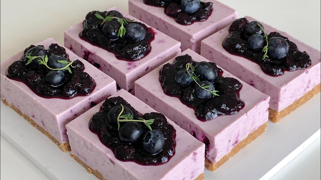 노오븐 블루베리 레어치즈케이크 만들기 🫐 블루베리콩포트 Blueberry Rare Cheesecake