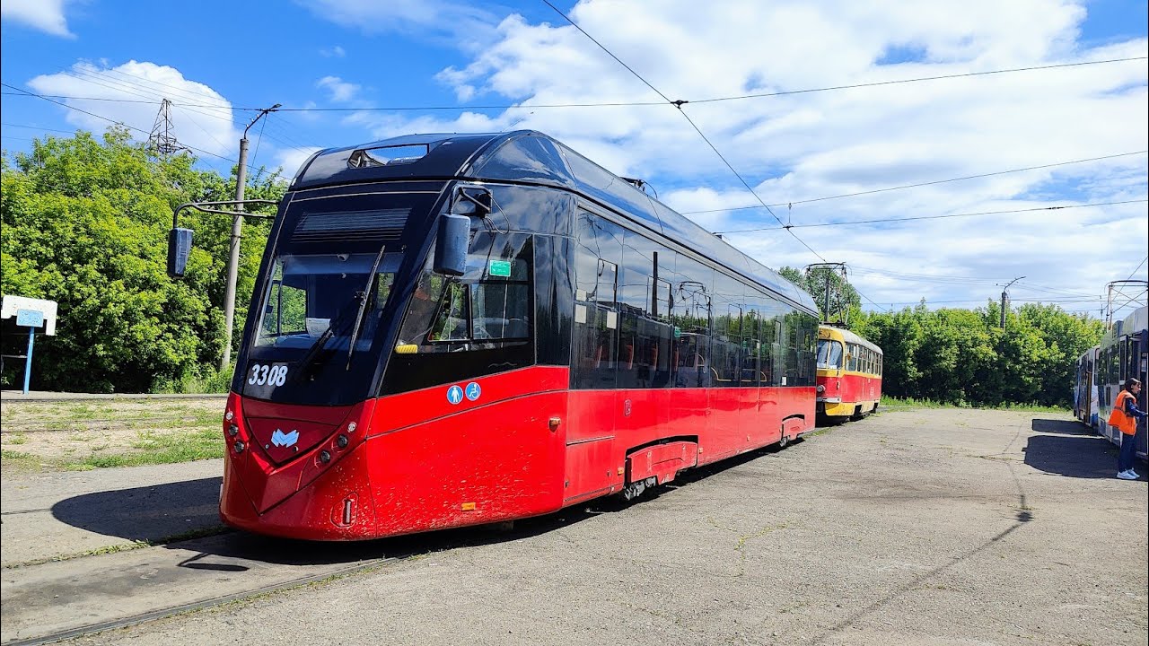 Трамвай, маршрут №3 БКМ-802Е (Т811) б.3308 (30.05.2025) Барнаул