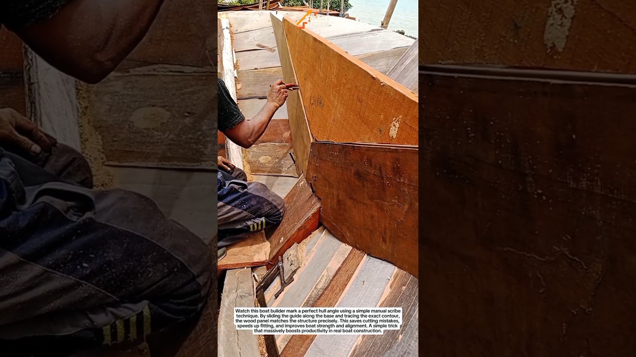 INSANE Boat Builder Trick NOBODY Shows! Perfect Wood Angle in Seconds 🤯 #woodworking #boatbuilding