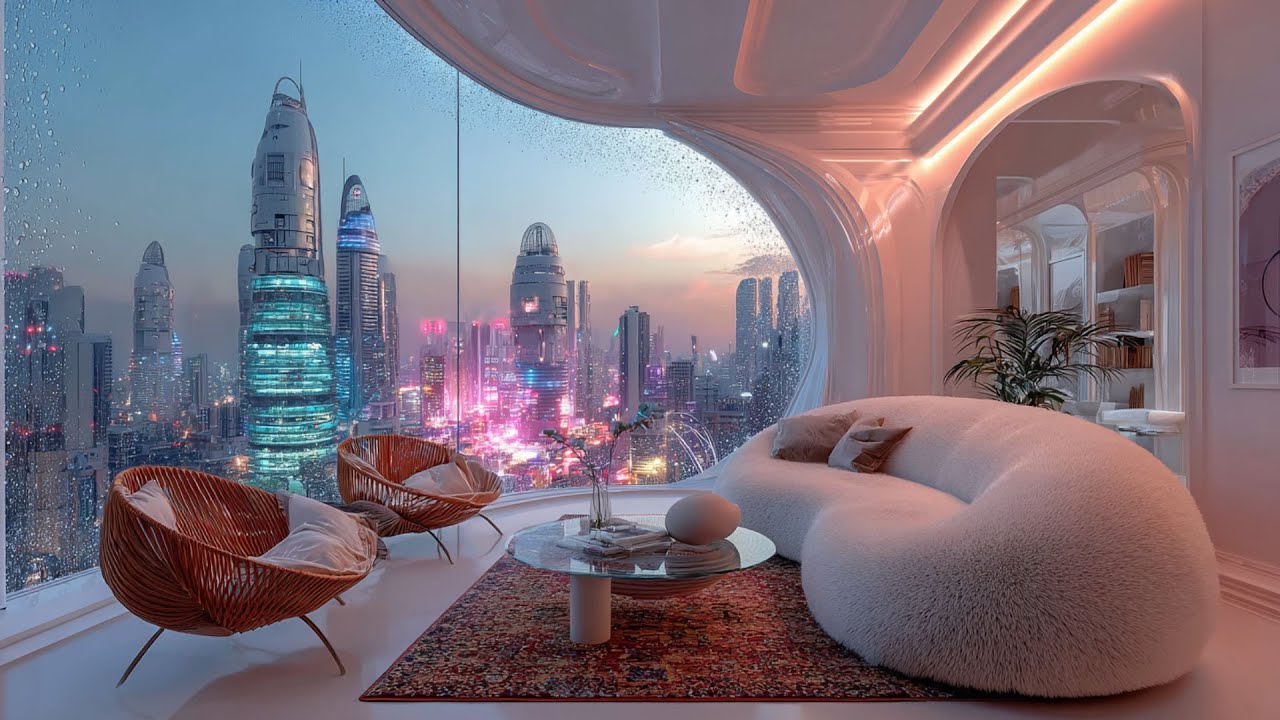 Rain Over Futuristic Manhattan | Sci-Fi Sleep Ambience | 8 Hours NYC Skyline at Night