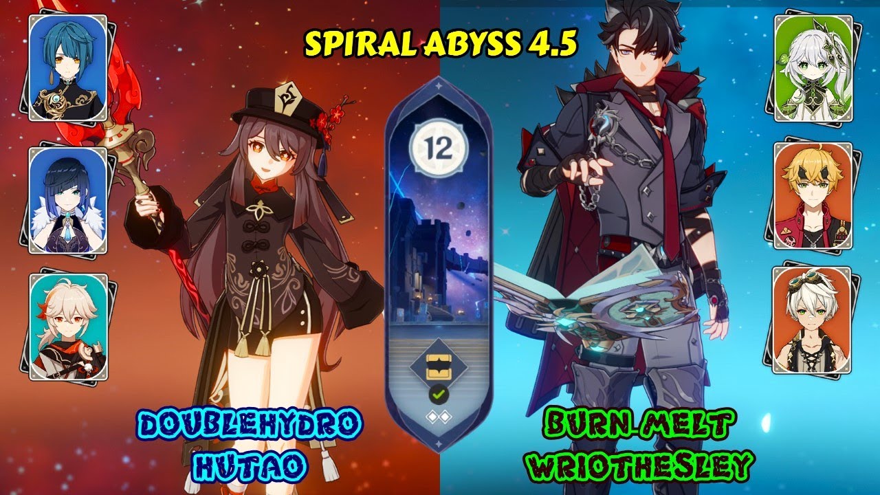 Spiral abyss 4.5 | C1 DoubleHydro Hutao & C1 BurnMelt Wriothesley | Genshin Impact