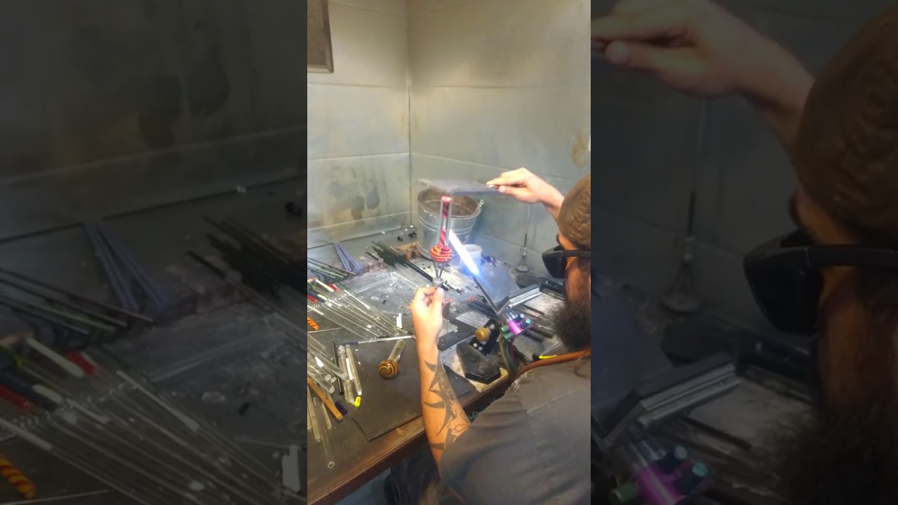 Alex working on the Monsoon Heady Spill Proof Glass Pipe!