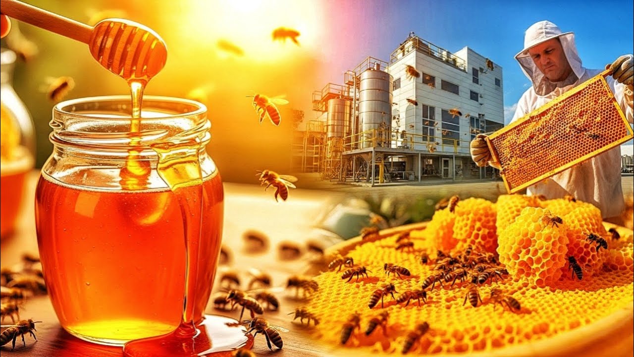 Inside a Modern Honey Processing Factory – From Raw Honeycomb to Bottled Honey