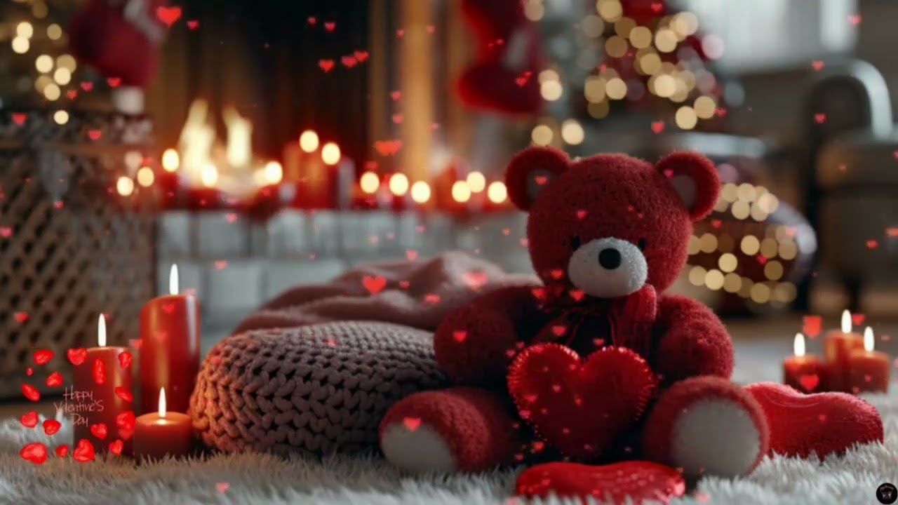 Romantic Valentine's Day Ambience | Evening by the Fireplace | Relaxing🩷 Peaceful Instrumental Music