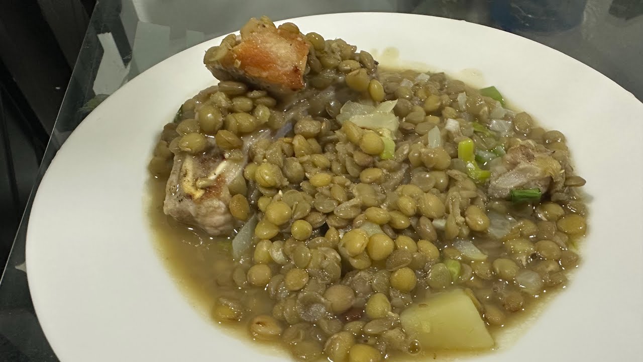 Deliciosas lentejas con carne 🥩 de cerdo 