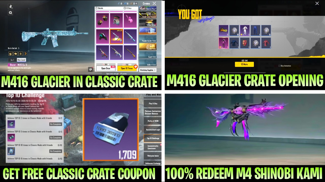 M416 Glacier Return❄️How to Free Classic Crate Coupons | Bgmi M416 Glacier Crate Opening-High Chance