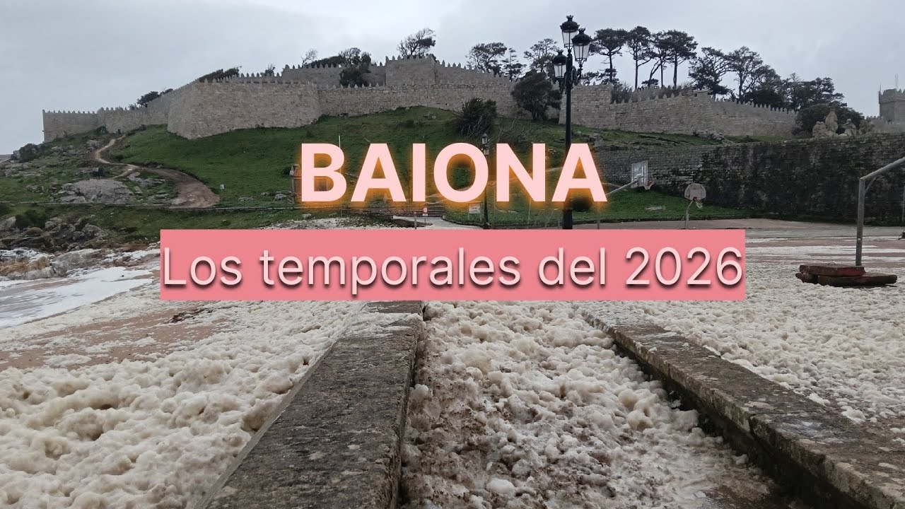 Cabo Silleiro y Baiona en  un día de temporal.