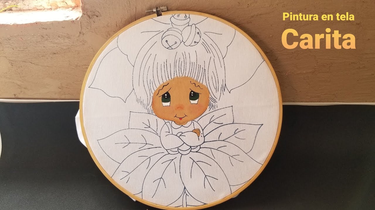 Pintura en tela; CARITA NIÑA FLOR DE NOCHEBUENA
