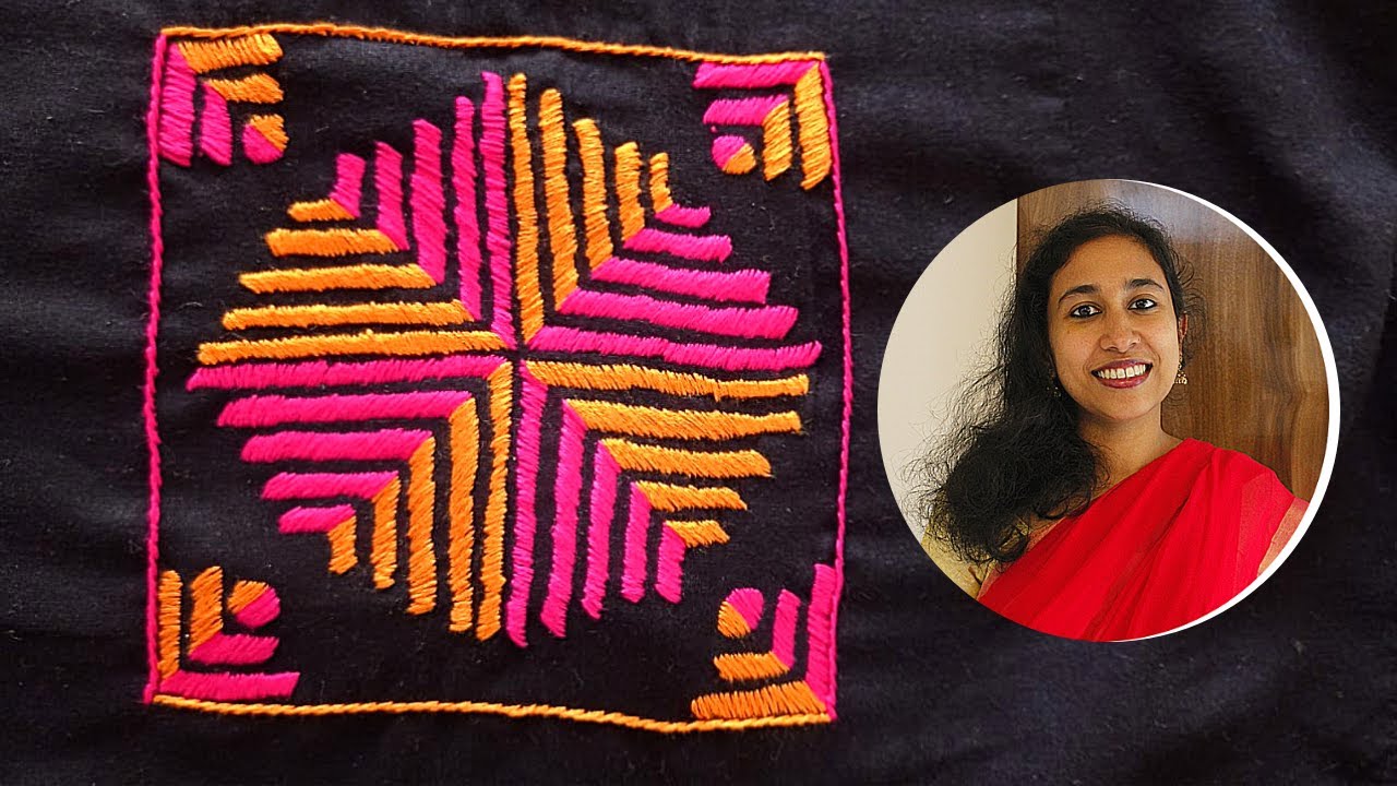 Easy Hand Embroidery Design: Phulkari stitch #Designer Churidar | Malayalam
