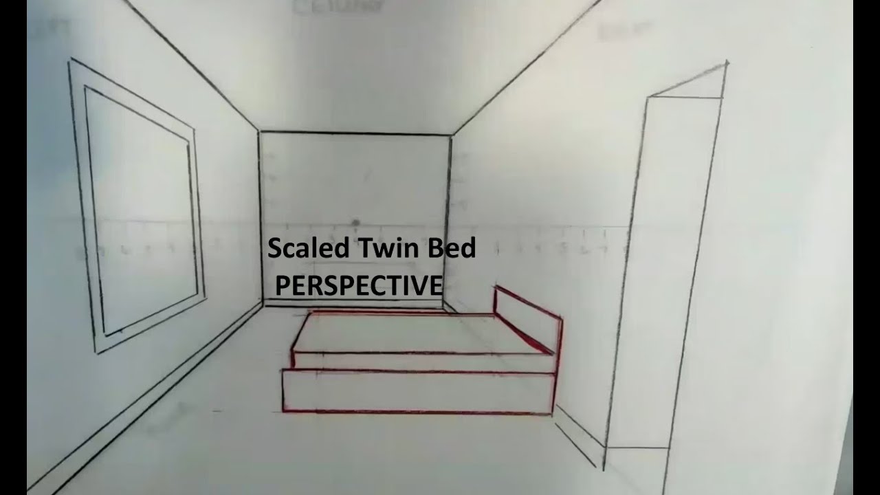 Perspective Scaled Bed side view | Hand Drafting