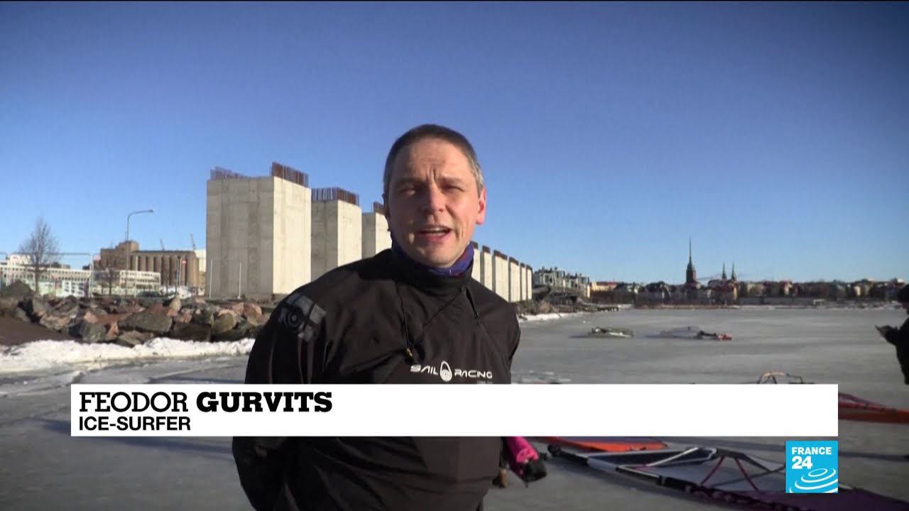 Ice surfers carve up Finland's frozen sea
