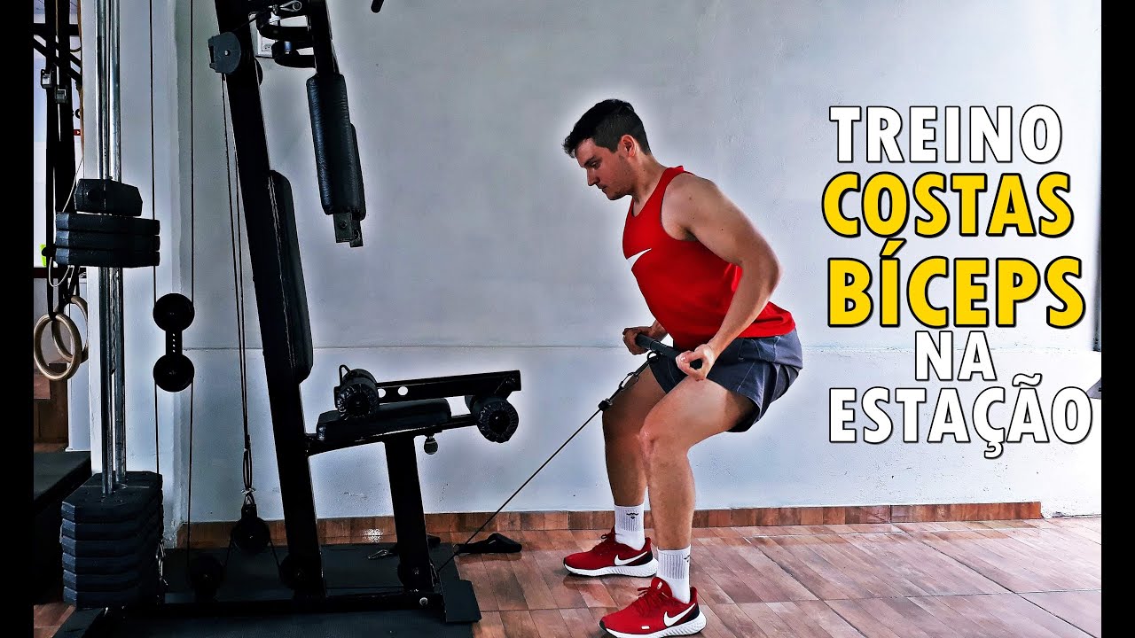 Treino COSTAS e BÍCEPS na ESTAÇÃO de MUSCULAÇÃO