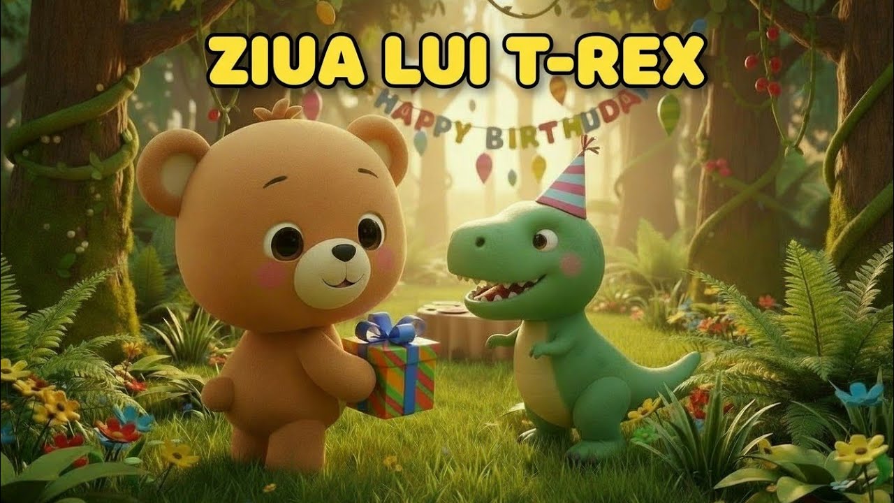 Ziua de naștere a lui T-rex - cântec cu ursulețul Beniloo 🐻#zidenastere #dinozauri #cantececopii 