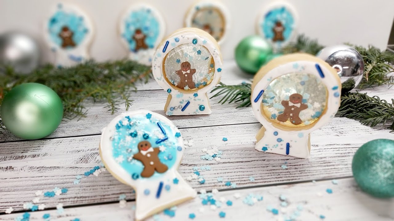 Schneekugeln Glas Cookies Plätzchen mit Isomalt