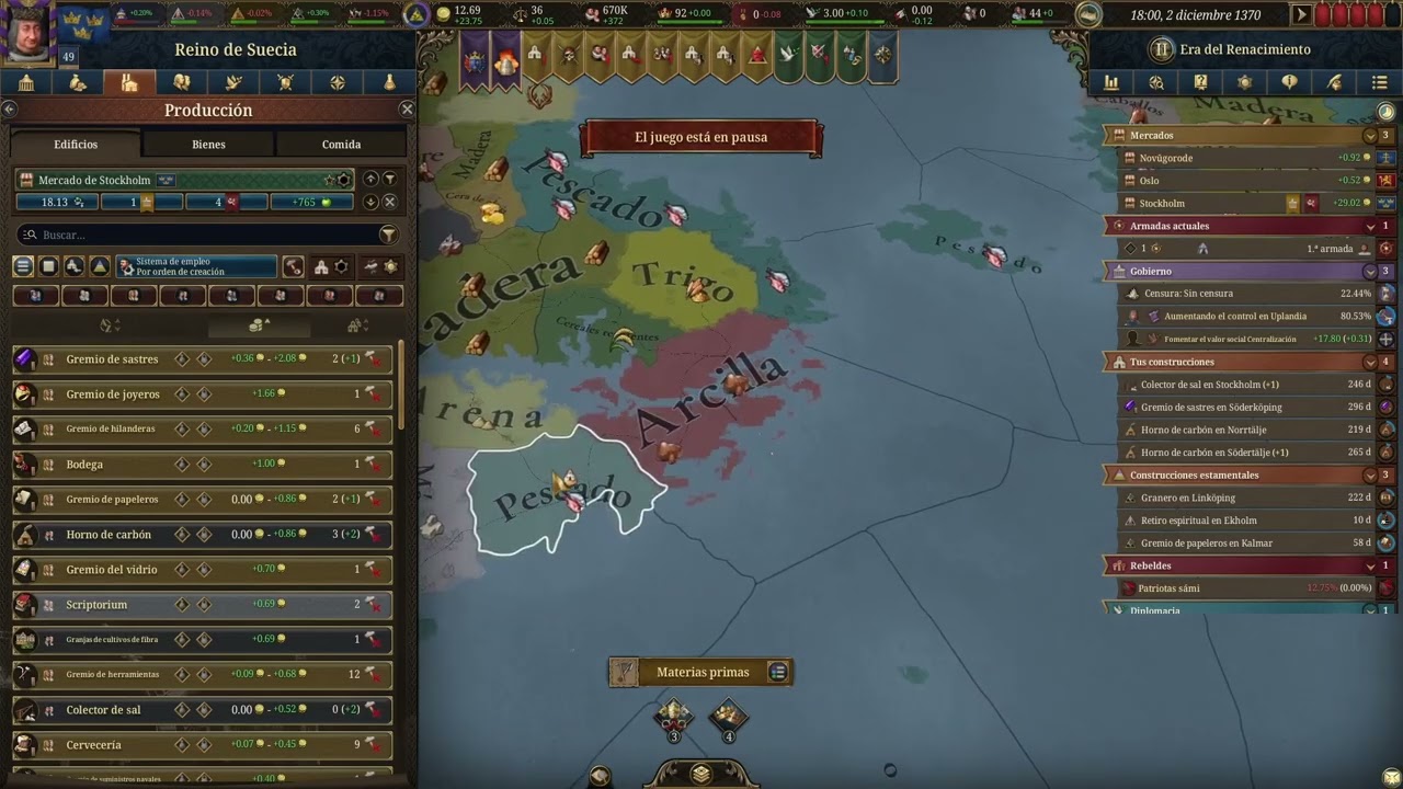Produccion, Bienes y Comida - Como construir en Europa Universalis V