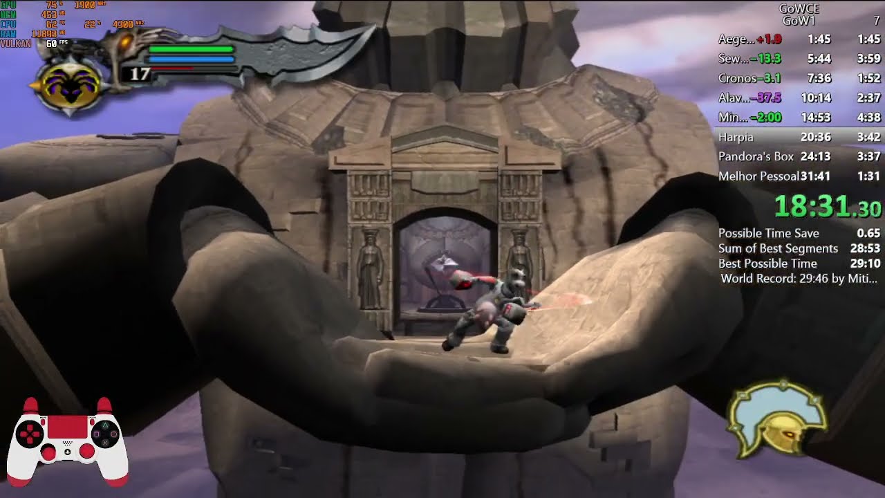 God of War - Speedrun Cheat% 29:13 PS2 Emulator