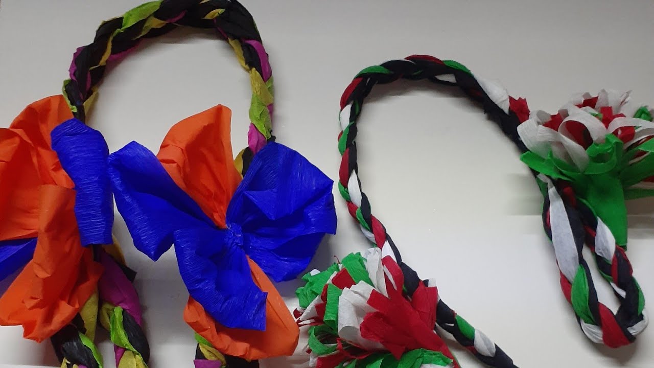 COMO HACER UNAS TRENZAS DE PAPEL PARA DISFRAZ PATRIO MEXICANO!!