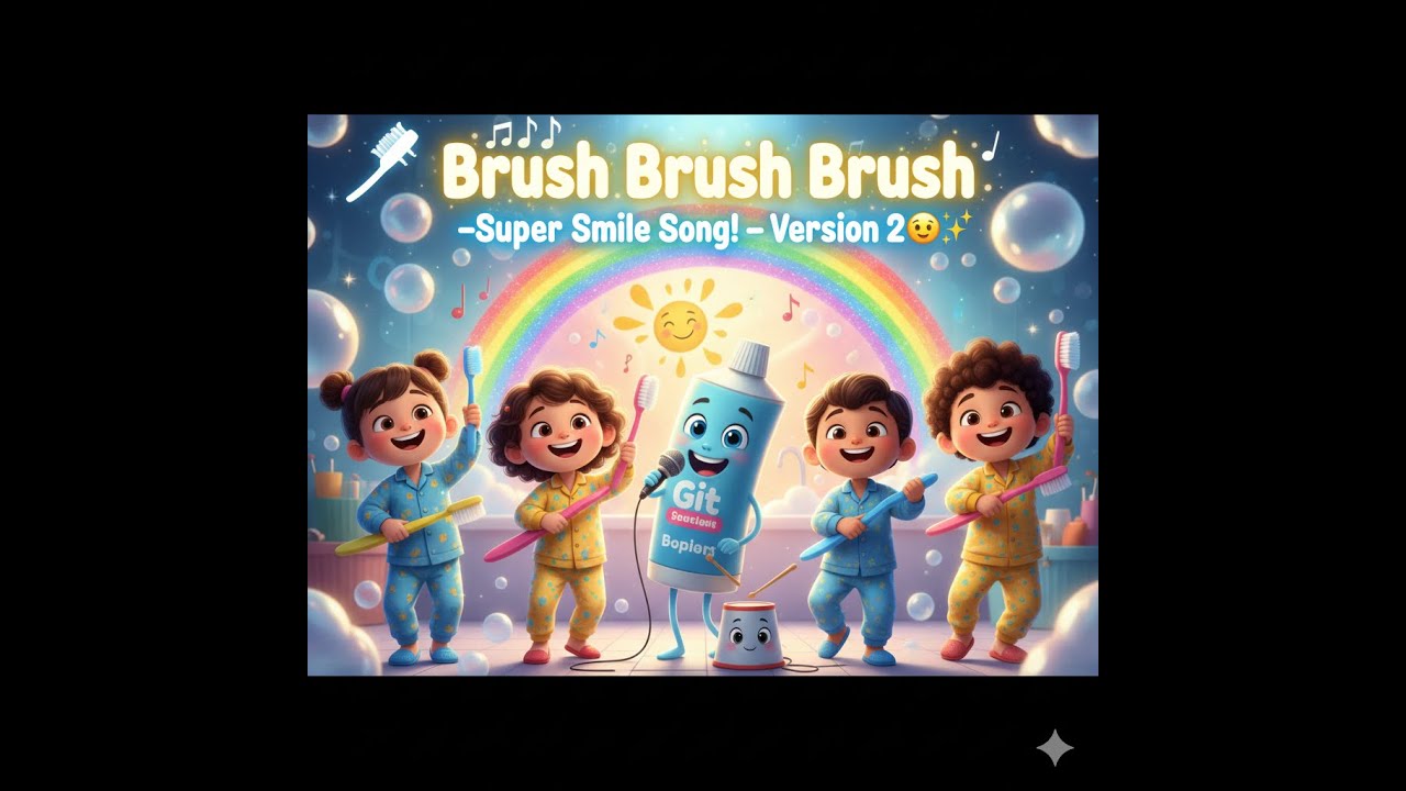 🪥🎶 Brush Brush Brush –Super Smile Song! - Version 2😁✨ #childhood #brushyourteethsong #brushyourteeth