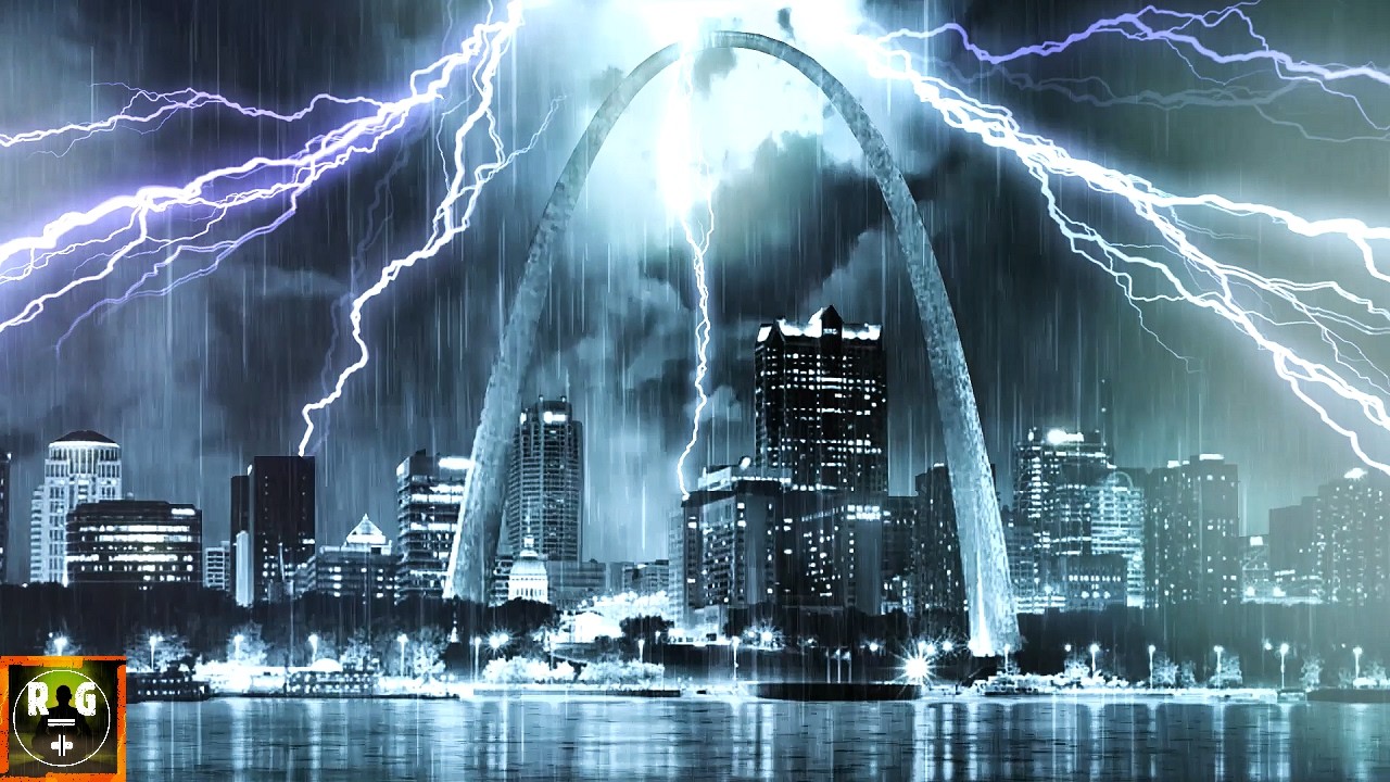 Thunderstorm Sounds with Pouring Rain, Intense Lightning & Heavy Thunder to Sleep | St. Louis Night