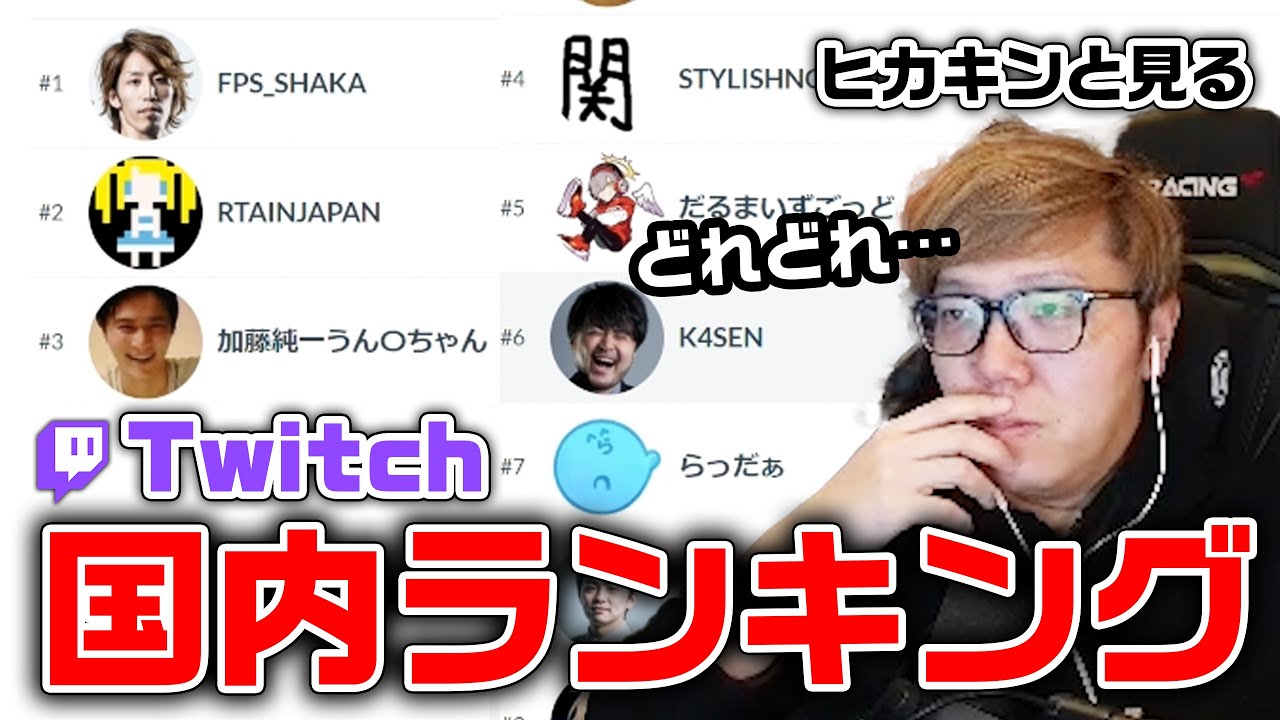 Twitchの日本ランキングを見て先輩方に触れるヒカキン