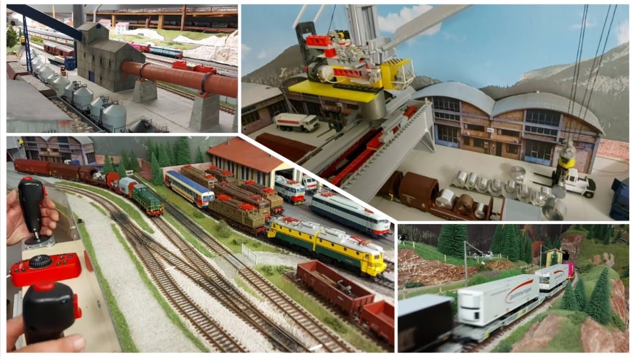 Manovre industriali con gru + Treni Nazionali ed Internazionali sul plastico 