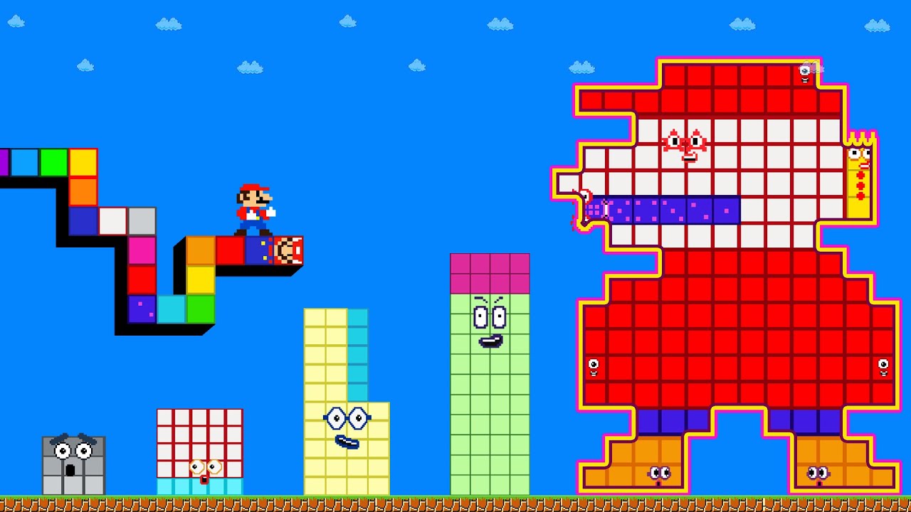 Mario Number Snake 1 to 30 vs the Giant Biggest and Tallest Maze in Super Mario bros