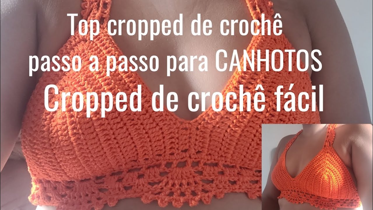 Top cropped passo a passo para CANHOTOS/Cropped de crochê fácil #denisecastro #crochet #artesanato 