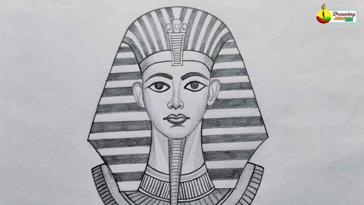 Tutankhamun Pencil Sketch Drawing Step By Step.