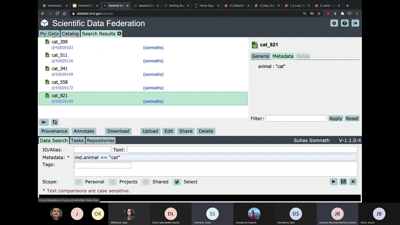 Tutorial to Python Interface to DataFed &ndash; 4 &ndash; Collections and Queries