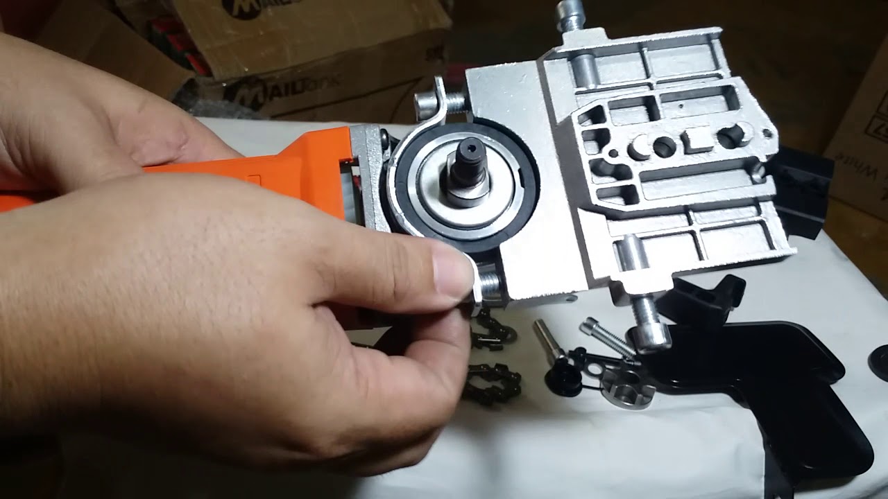 MT Angle grinder to chainsaw converter with tutorial on how to install