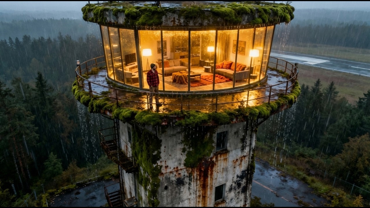 I Turned An Abandoned Air Traffic Control Tower Into A Sky Apartment | Full Process (ASMR)