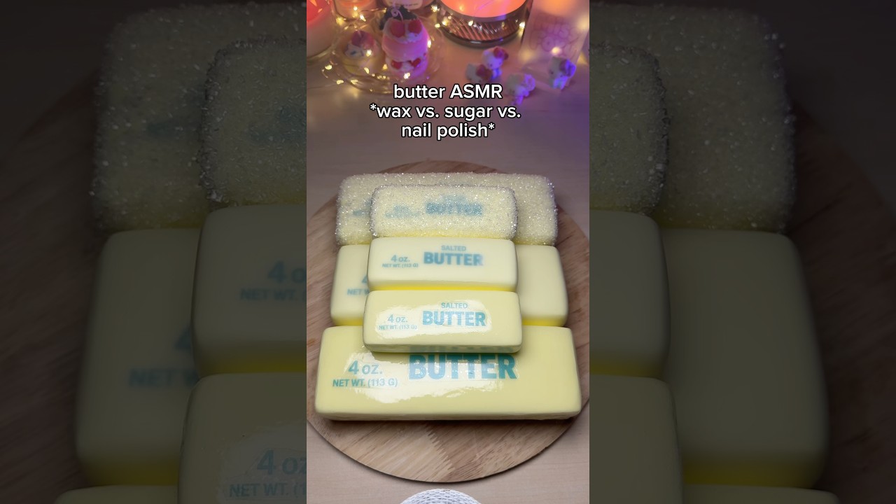 small vs. BIG butter sticks asmr *wax vs. nail polish vs. sugar*🧈 #extrabutter #asmr #asmrforsleep