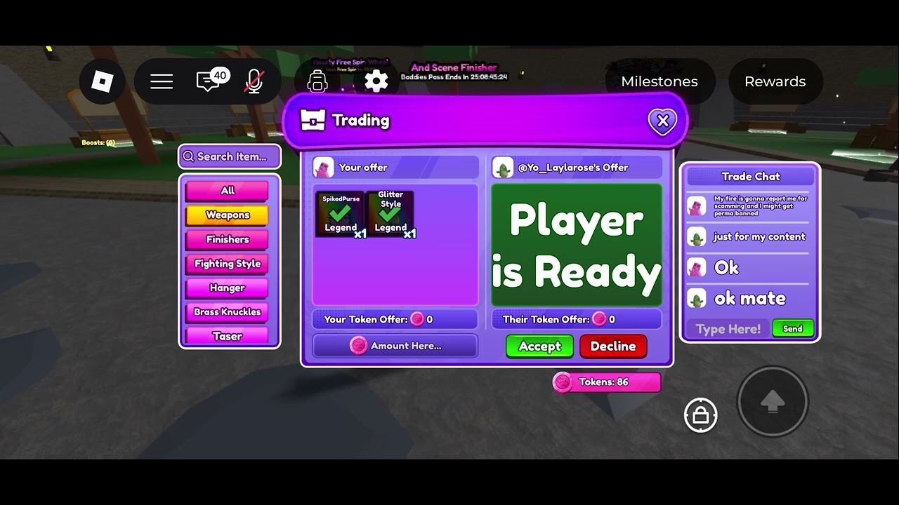 Bro I just got scammed in baddies Roblox report this guy. 