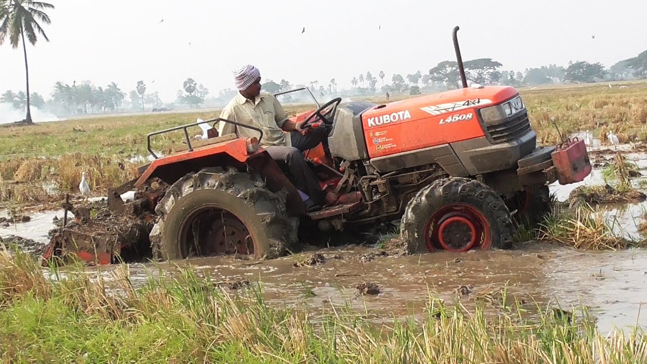 Kubota Tractor Goes Into Deep Mud 4 Times | Tractor Kubota L4508 | Tractor Videos | SWAMI Tractors