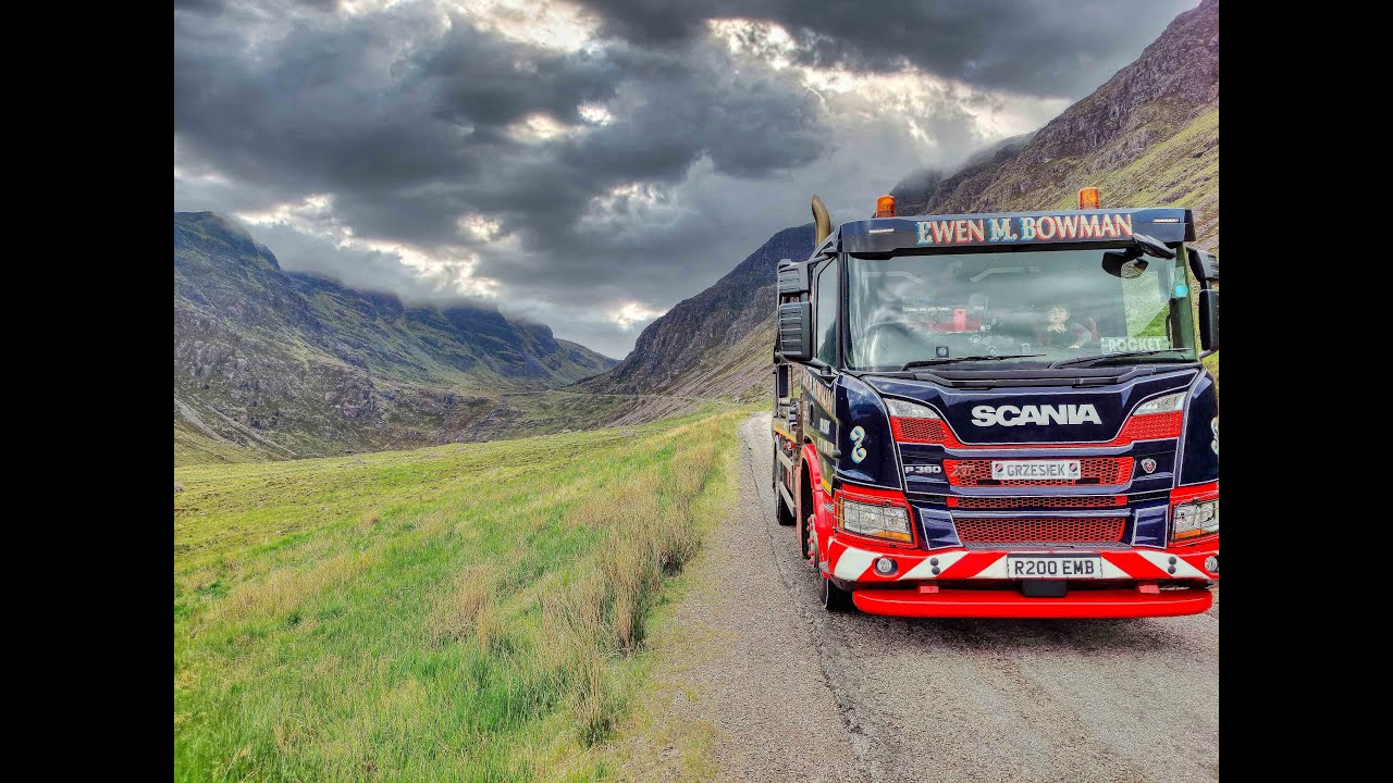 REMASTERED Trip to Applecross over Bealach Na Bá (Scottish Highlands) driving Scania skip truck